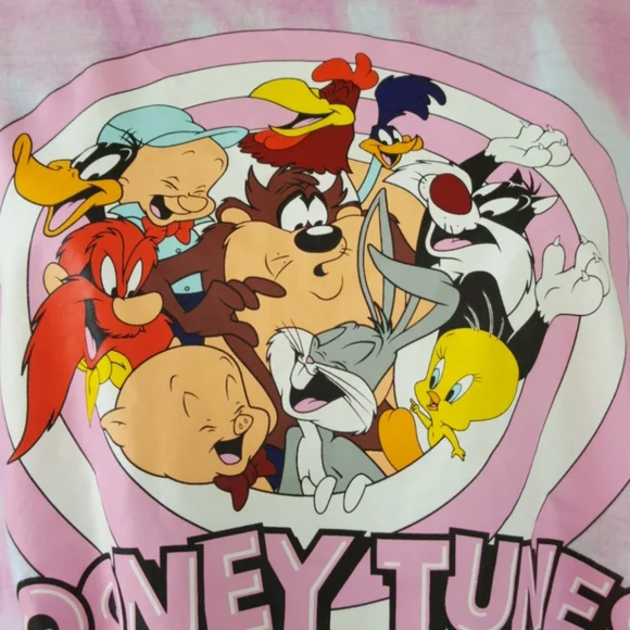 Looney Tunes Characters Bubblegum Pink T-shirt Tie-Dye Cartoon Tee (2X) - Picture 10 of 13